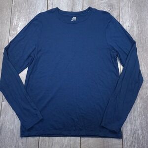 True North Long Sleeve Shirt Mens Medium Blue Merino Wool Blend Layer Top